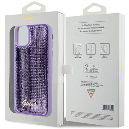 Guess Sequin Script Metal - iPhone 11 dėklas (violetinis)