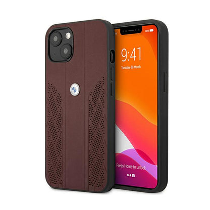 BMW Leather Curve Perforate HC – dėklas, skirtas iPhone 13 mini (raudonas)