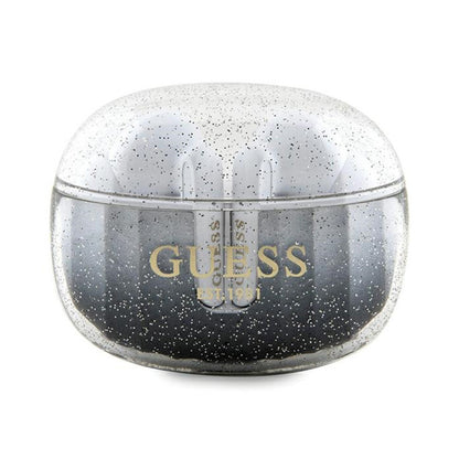 Guess Glitter Gradient – TWS „Bluetooth“ ausinės + įkrovimo dėklas (juoda)