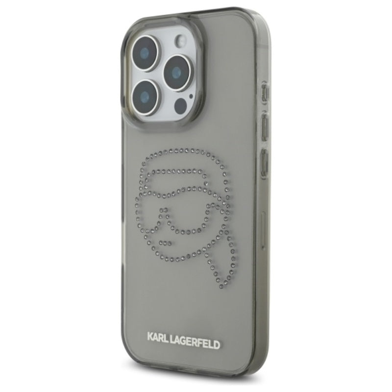 Karl Lagerfeld IML Rhinestones Karl Head – dėklas, skirtas iPhone 16 Pro Max (juodas)