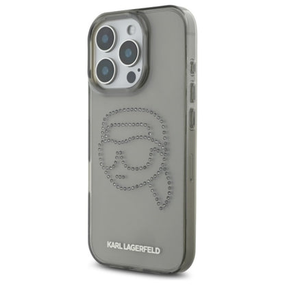 Karl Lagerfeld IML Rhinestones Karl Head – dėklas, skirtas iPhone 16 Pro Max (juodas)