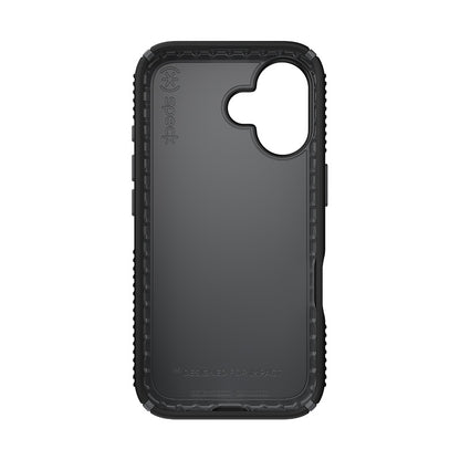 Speck Presidio2 Grip – dėklas iPhone 16 (juodos / skaidrios pilkos / baltos spalvos)