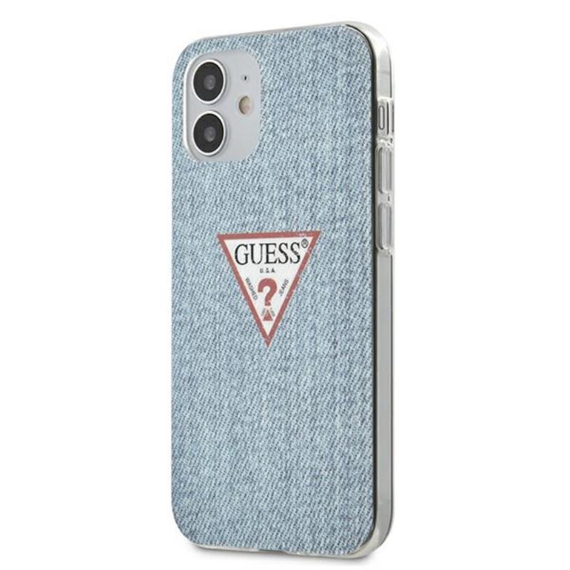 Guess Denim Triangle Lt – dėklas, skirtas iPhone 12 Mini (mėlynas)