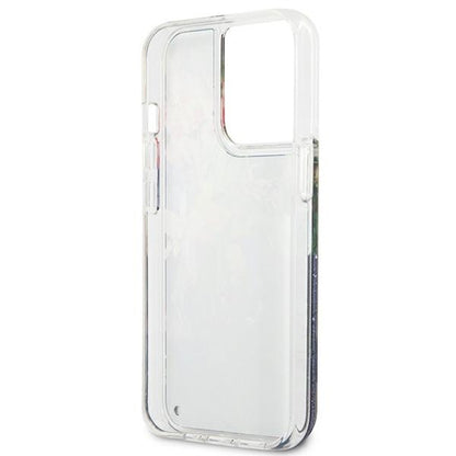 Guess Skysti blizgučiai ir Gėlė – Dėklas iPhone 13 Pro (Mėlyna)