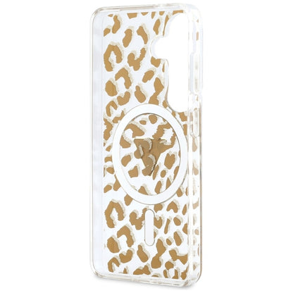 Guess IML Leopard Print Triangle MagSafe - Samsung Galaxy S26 dėklas (rudas)