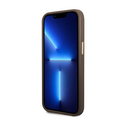 Guess 4G Logo Plate MagSafe – Dėklas iPhone 14 Plus (rudos spalvos)