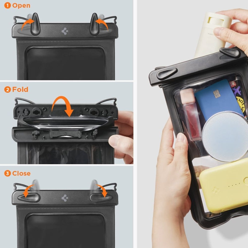 Spigen A603 Universalus vandeniui atsparus dėklas - Vandeniui atsparus dėklas išmaniesiems telefonams iki 6,9 colio (Juodas)