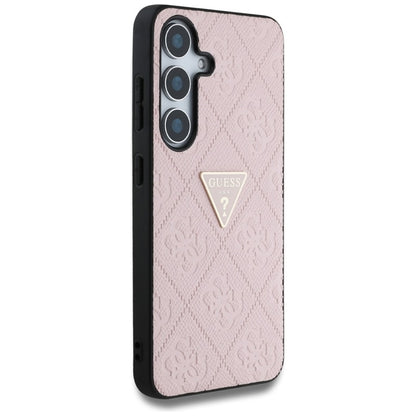 Guess Hot Stamp 4G Pattern Triangle Metal Logo – Dėklas, skirtas Samsung Galaxy S25 (rožinis)