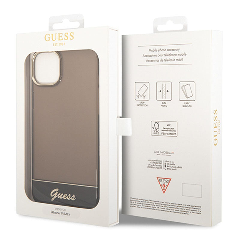 Guess Translucent – dėklas skirtas iPhone 14 Plus (juodas)