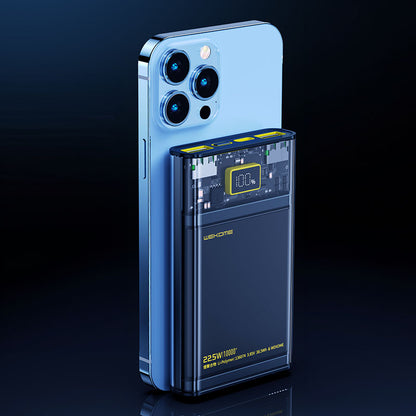 WEKOME WP-321 Vanguard serija – Power bank 20000 mAh Itin greitas įkrovimas PD 20W + QC 22.5W (Juoda / Permatoma)