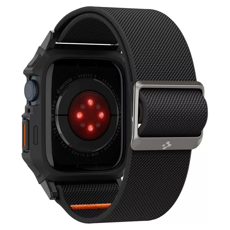 Spigen Lite Fit "Pro" - Dėklas su dirželiu, skirtas Apple Watch 4/5/6/7/8/9/SE 44/45 mm (Matte Black)