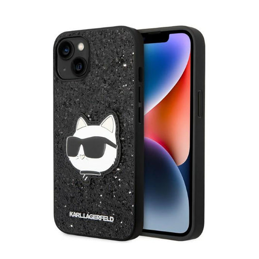 Karl Lagerfeld NFT Blizgučio „Choupette Patch“ – dėklas, skirtas „iPhone 14 Plus“ (juodos spalvos)