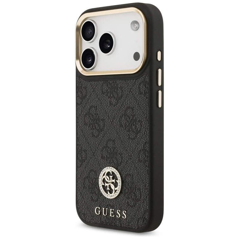 Guess 4G Strass Logo MagSafe dėklas iPhone 17 Pro (juodas)