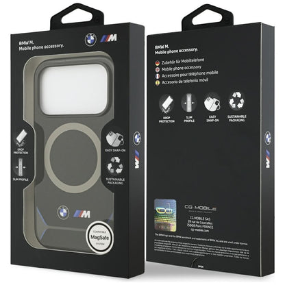 BMW M IML Metal Mygtukai & Logotipas MagSafe - Dėklas iPhone 17 Pro (juoda-mėlyna)