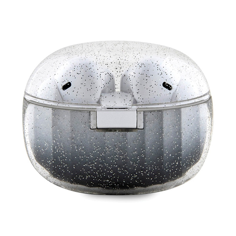 Guess Glitter Gradient – TWS „Bluetooth“ ausinės + įkrovimo dėklas (juoda)