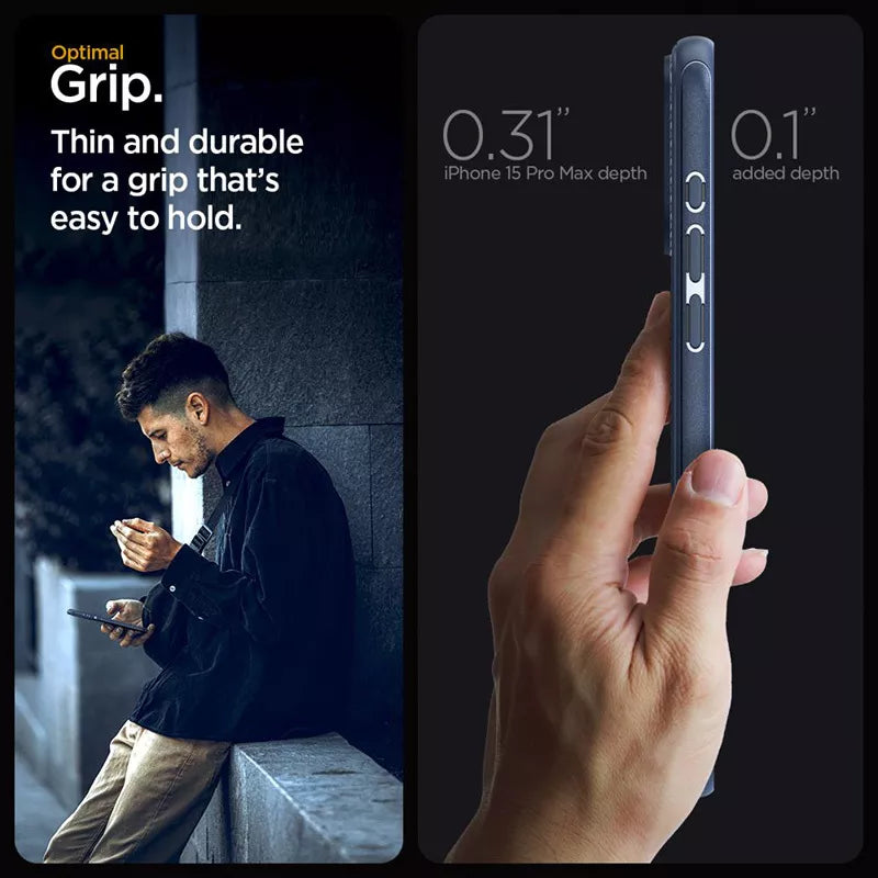 Spigen Mag Armor Magsafe – dėklas, skirtas iPhone 15 Pro Max (tamsiai mėlyna)