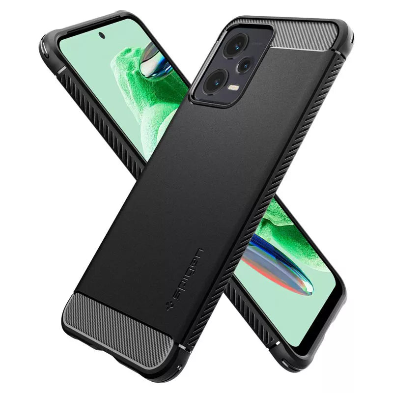 Spigen Rugged Armor – Dėklas, skirtas Xiaomi Redmi Note 12 5G / POCO X5 5G (juodas)