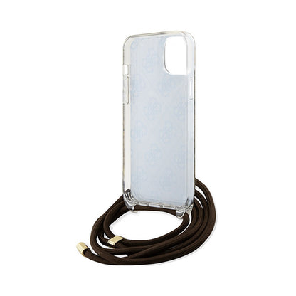 Guess Crossbody Cord 4G Print – iPhone 15 dėklas (rudas)