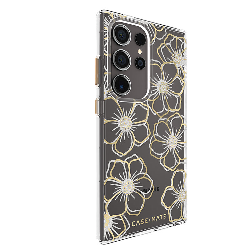 Case-Mate Floral Gems – Dėklas Samsung Galaxy S24 Ultra (Auksinis)