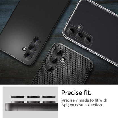 Spigen Optik Pro GLAS.TR EZ Fit kameros apsauga 2-Pack - Lęšio apsauginis stiklas skirtas Samsung Galaxy S23 FE (2 vnt) (juoda)
