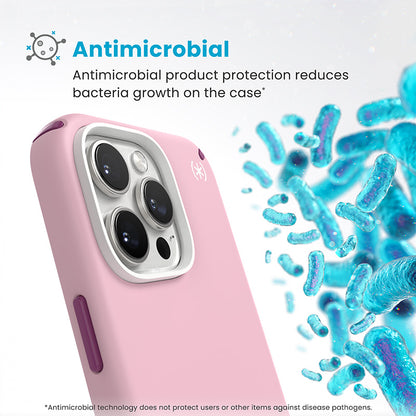 Speck Presidio2 Pro ClickLock ir MagSafe - Dėklas, skirtas iPhone 16 Pro Max (Wednesday Pink / Boysenberry Purple / Balta)