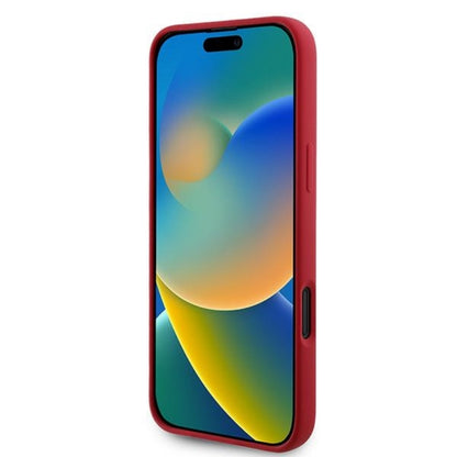 Karl Lagerfeld Silicone Karl & Choupette Ring MagSafe - dėklas iPhone 16 Plus (raudonas)