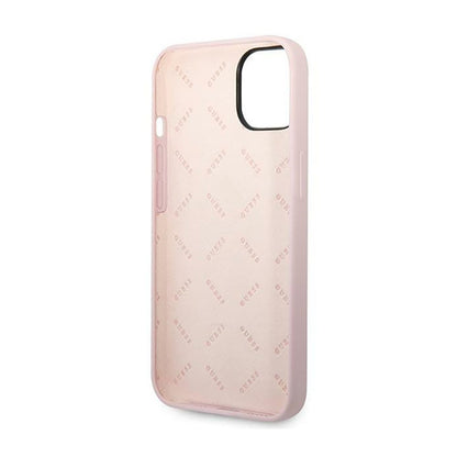 Guess silikoninis dėklas su trikampio logotipu, skirtas iPhone 14 Plus (violetinis)