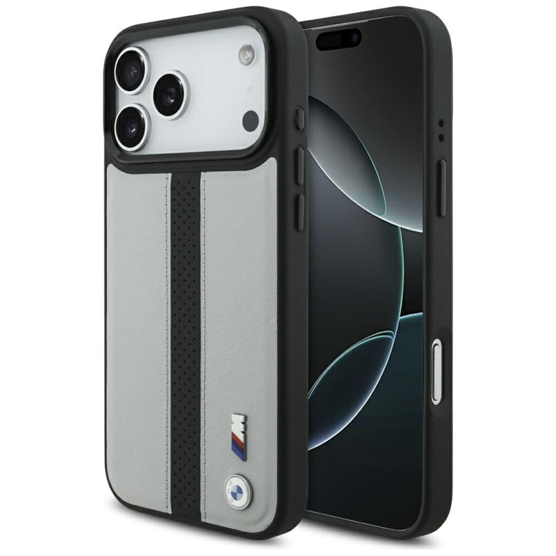 BMW M perforuotos juostelės logotipas MagSafe - iPhone 17 Pro Max dėklas (pilkas)