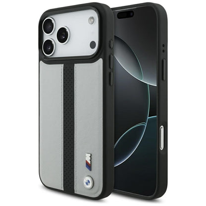 BMW M perforuotos juostelės logotipas MagSafe - iPhone 17 Pro Max dėklas (pilkas)