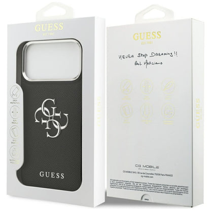 Guess Grained Big 4G Classic Logo dėklas iPhone 17 Pro Max (juodas)