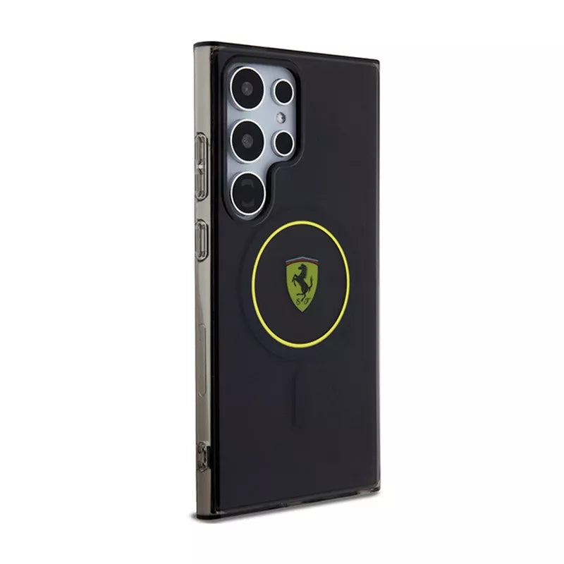 Ferrari IML Dūminis vidinis ratas su linija MagSafe - dėklas, skirtas Samsung Galaxy S24 Ultra (juodas)