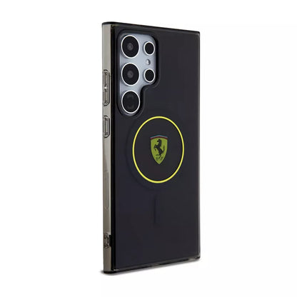 Ferrari IML Dūminis vidinis ratas su linija MagSafe - dėklas, skirtas Samsung Galaxy S24 Ultra (juodas)