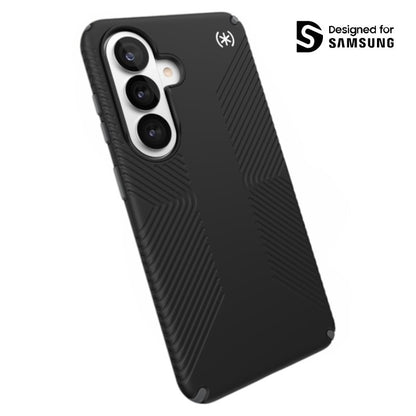 Speck Presidio2 Grip Magnet – Samsung Galaxy S26 MagSafe dėklas (juoda/skalūno pilka/balta)