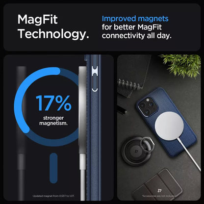 Spigen Mag Armor Magsafe – dėklas, skirtas iPhone 15 Pro Max (tamsiai mėlyna)