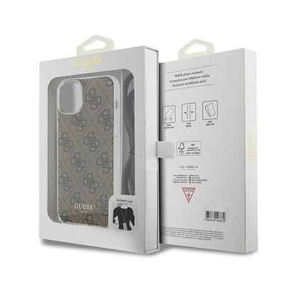 Guess Crossbody Cord 4G Print – iPhone 15 dėklas (rudas)