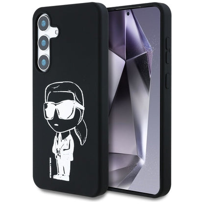 Karl Lagerfeld Silicone Graffiti Ikonik Printed Logo MagSafe – Dėklas, skirtas „Samsung Galaxy S25“ (juodas)