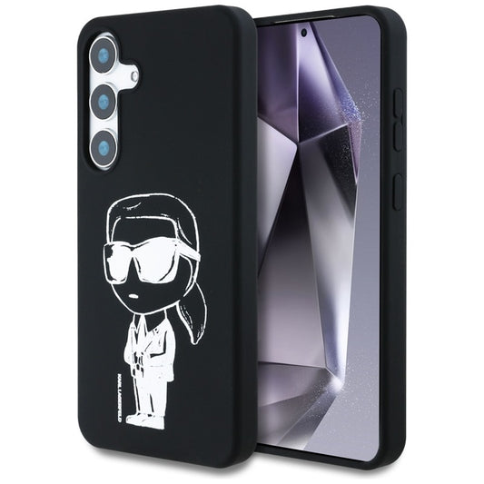 Karl Lagerfeld Silicone Graffiti Ikonik Printed Logo MagSafe – Dėklas, skirtas „Samsung Galaxy S25“ (juodas)