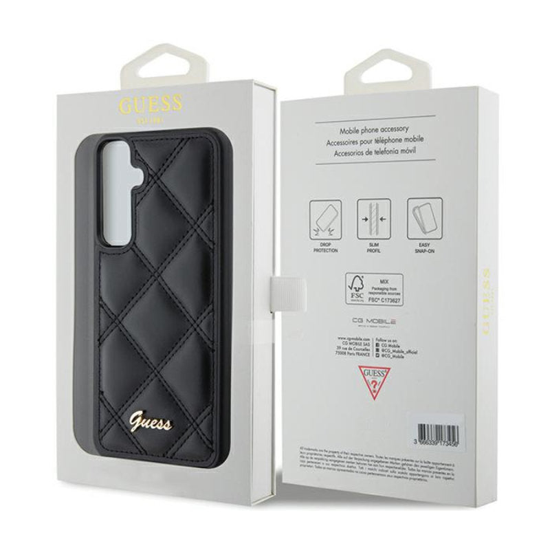 Guess Quilted Metal Logo - Samsung Galaxy S23 FE dėklas (juodas)