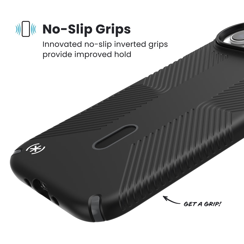 Speck Presidio2 Grip ClickLock & MagSafe - iPhone Air dėklas (Juoda / Slate Gray / Balta)
