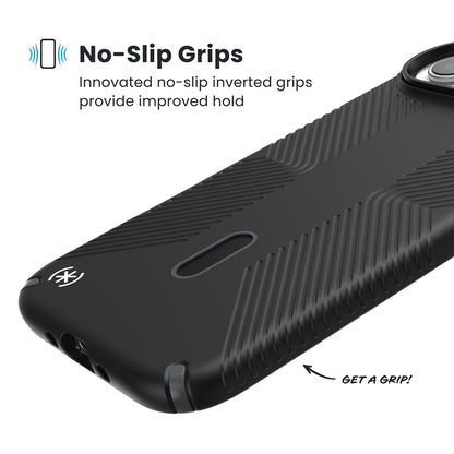 Speck Presidio2 Grip ClickLock & MagSafe - iPhone Air dėklas (Juoda / Slate Gray / Balta)