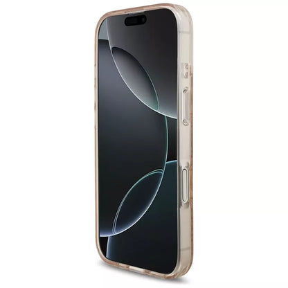 Guess IML Gėlės Elektrinis Perlinis Dirželis MagSafe dėklas iPhone 17 (rožinis)