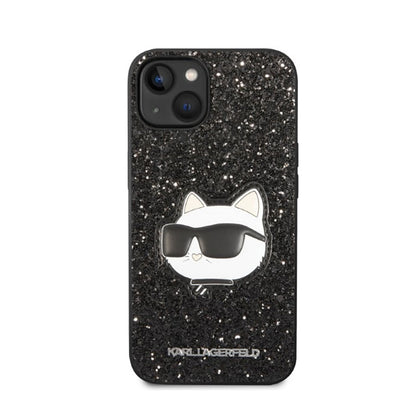 Karl Lagerfeld NFT Blizgučio „Choupette Patch“ – dėklas, skirtas „iPhone 14 Plus“ (juodos spalvos)