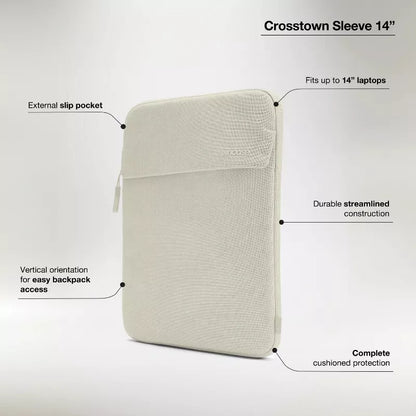 Incase Crosstown Sleeve su Woolenex - dėklas su kišenėle, skirtas MacBook Pro 14" (M4/M3/M2/M1/2024-2021) (Limestone)