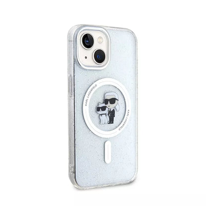 Karl Lagerfeld Karl & Choupette Glitter Magsafe – dėklas iPhone 15 (skaidrus)