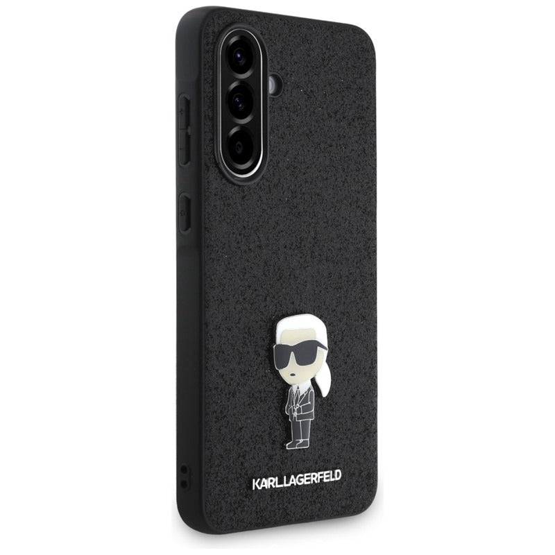 Karl Lagerfeld Fixed Glitter Ikonik Logo Metal Pin – dėklas Samsung Galaxy A36 5G (juodas)