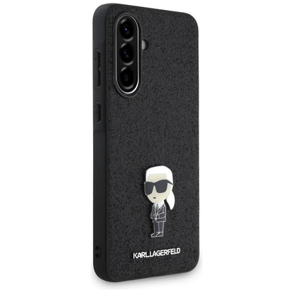 Karl Lagerfeld Fixed Glitter Ikonik Logo Metal Pin – dėklas Samsung Galaxy A36 5G (juodas)