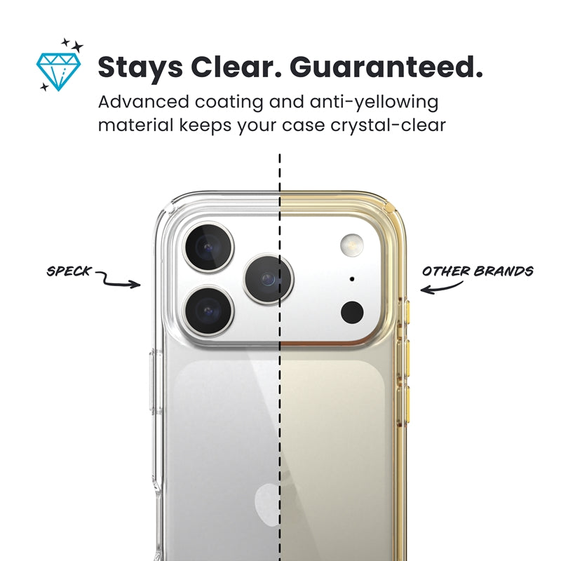 Speck Presidio Perfect-Clear – iPhone 17 Pro dėklas (Skaidrus)