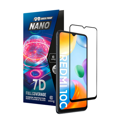 Crong 7D Nano Flexinis Stiklas – Neperleidžiantis 9H hibridinis stiklas visam Xiaomi Redmi 10C ekranui
