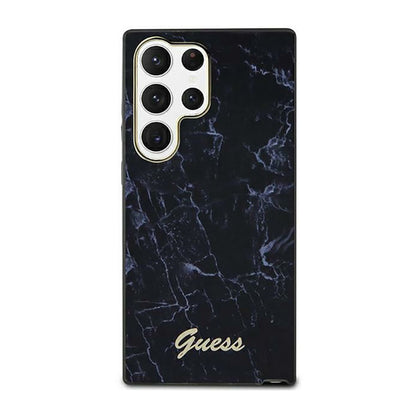 Guess Marble Collection – dėklas, skirtas Samsung Galaxy S23 Ultra (juodas)