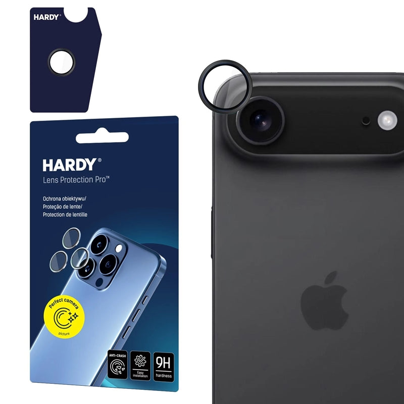 3mk HARDY Pro objektyvo apsauga – Kameros objektyvo stiklas iPhone Air (Juoda)